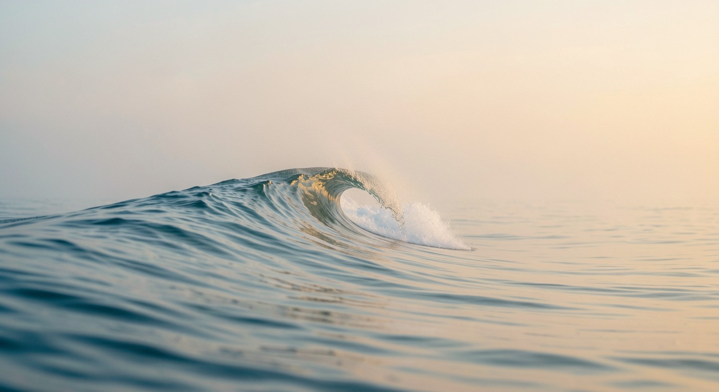 Calm ocean wave rising and falling, visual metaphor for the 90-second emotional wave