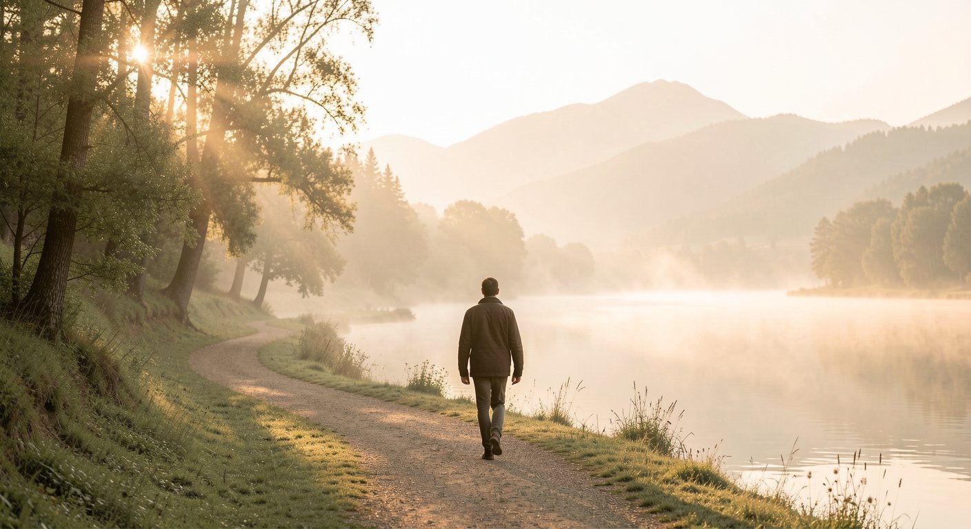 acceptance vs resignation stoic path dawn landscape
