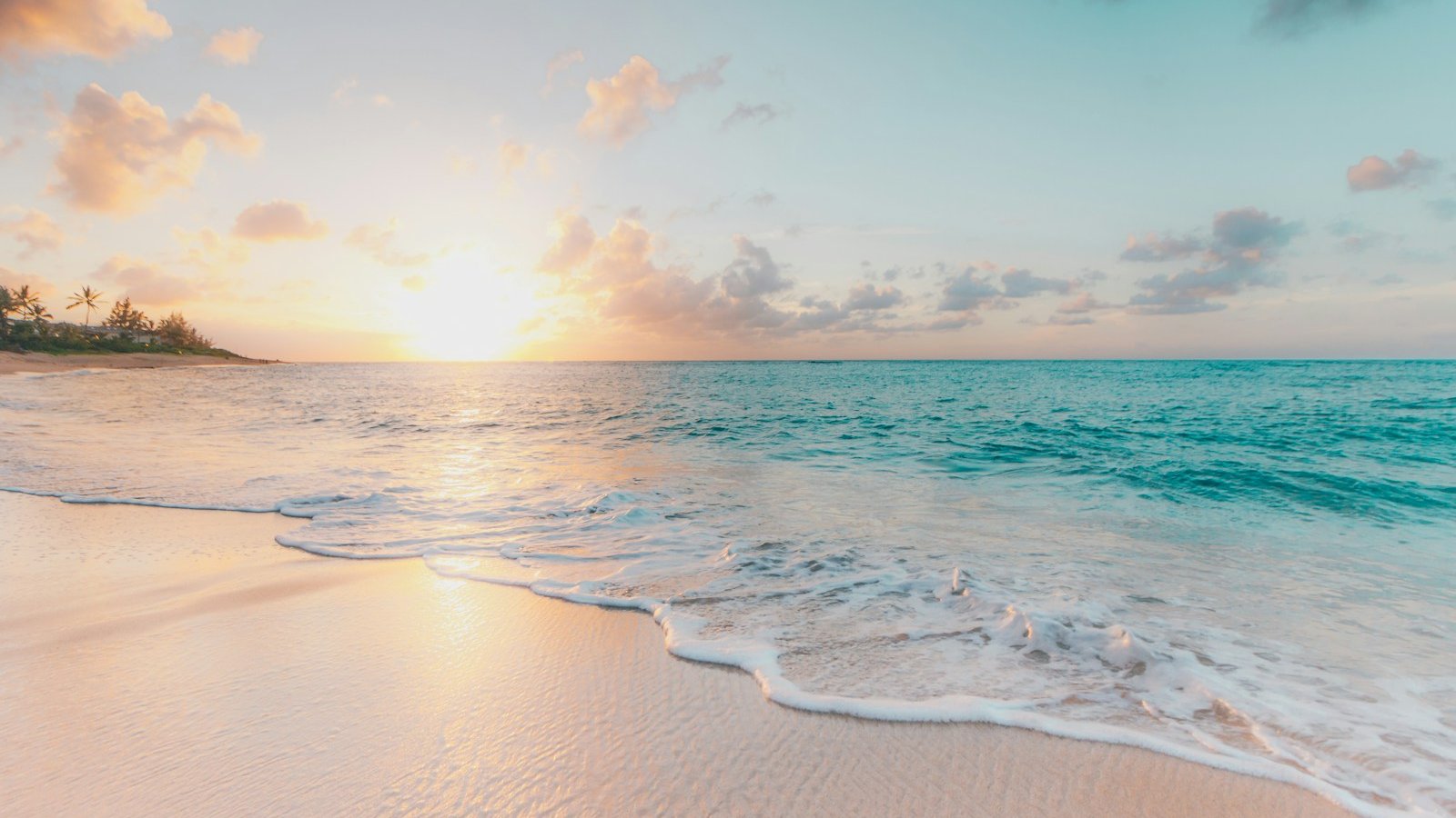Person at calm sea at dawn with open hands — letting go of control illusion