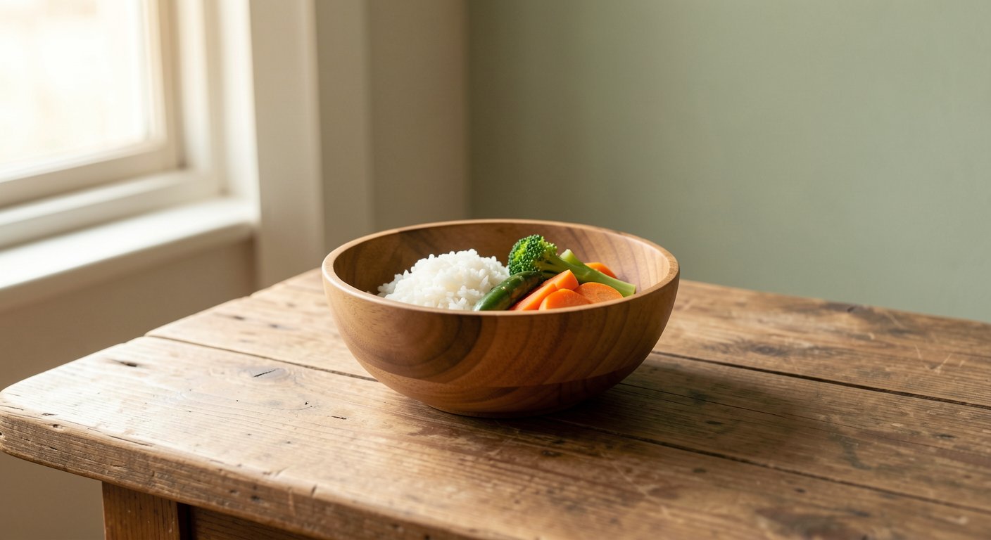 Simple wooden bowl representing Stoic voluntary simplicity